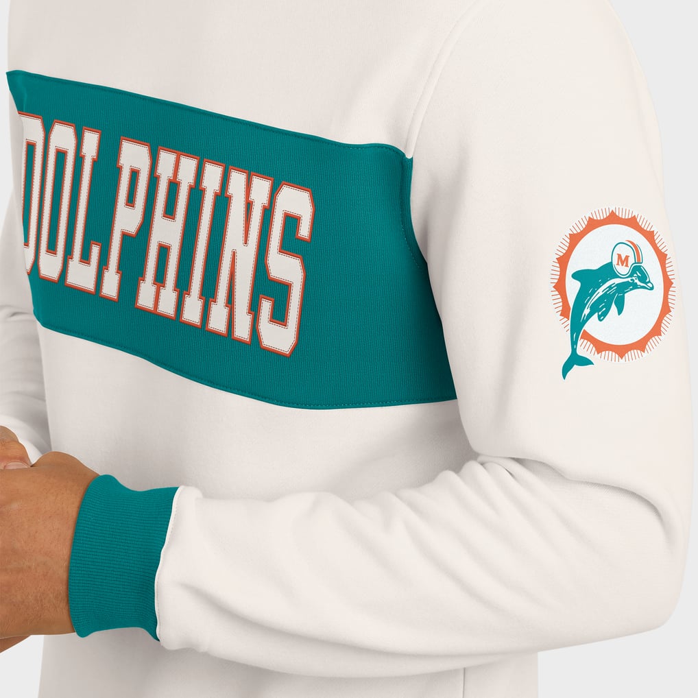  Miami Dolphins Darius Rucker Collection by Fanatics Colorblock Pullover Sweatshirt - Cream