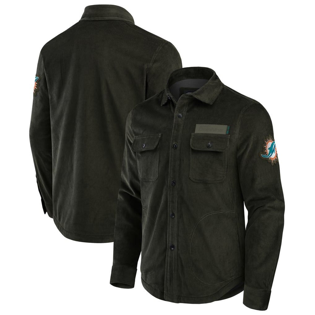 Miami Dolphins Darius Rucker Collection by Fanatics Corduroy Full-Button Shacket - Dark Green