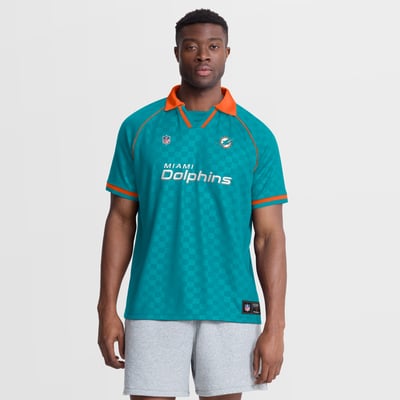 Miami Dolphins Fanatics Homerun Raglan V-Neck Polo - Aqua/Orange