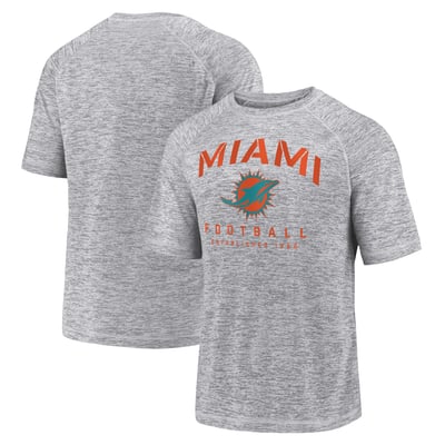 Miami Dolphins Fanatics Shade Battle Ready Raglan Space-Dye T-Shirt - Gray