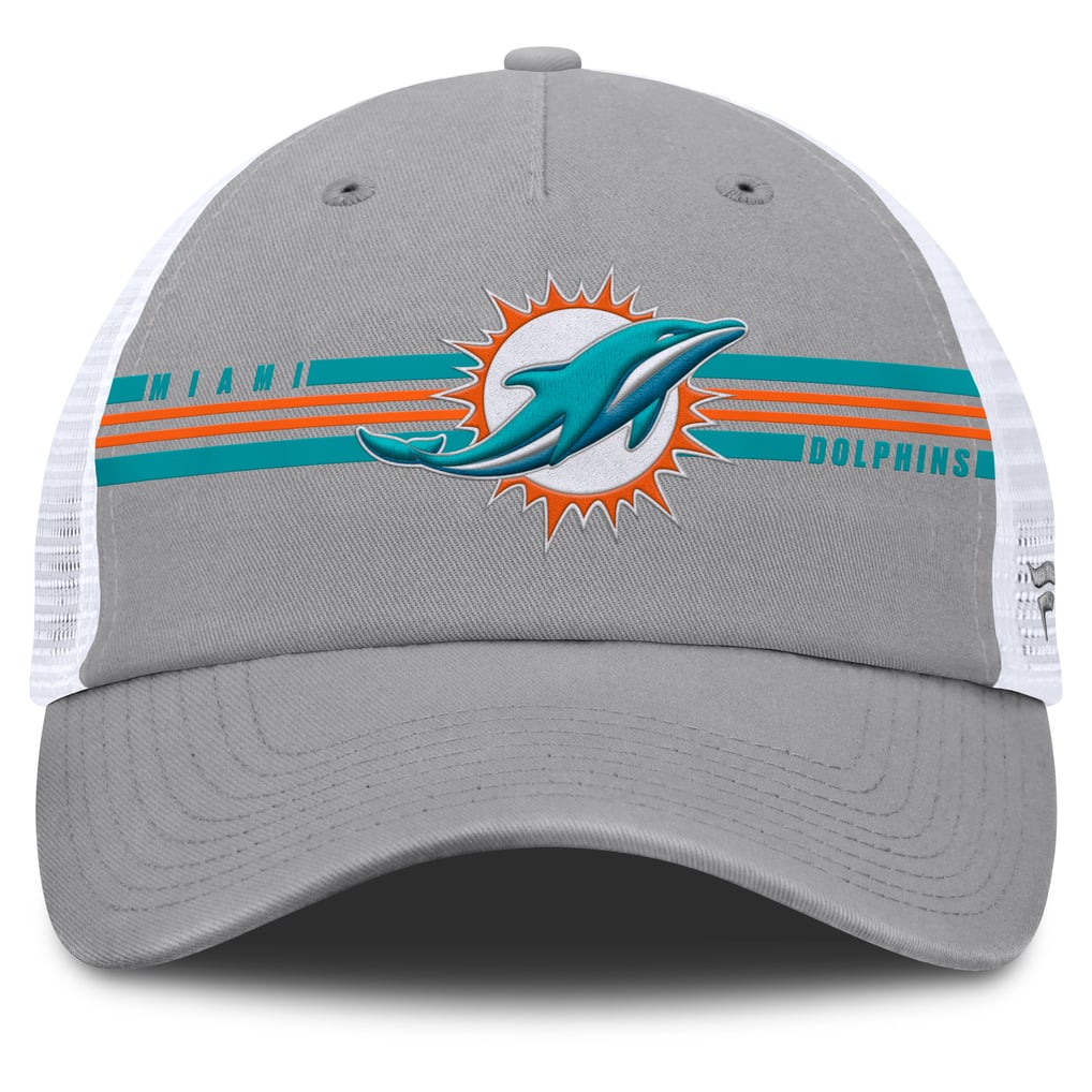  Miami Dolphins Fanatics Singleback Trucker Adjustable Hat - Gray