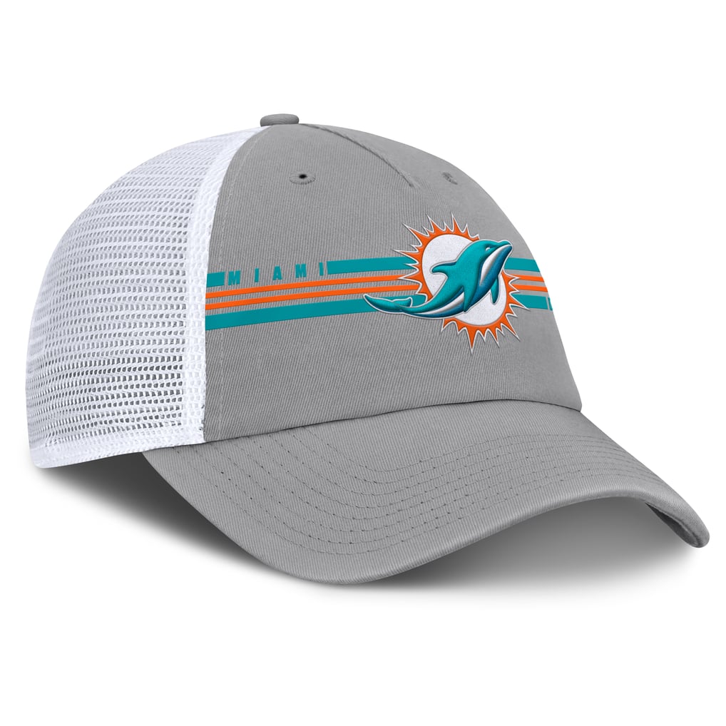  Miami Dolphins Fanatics Singleback Trucker Adjustable Hat - Gray