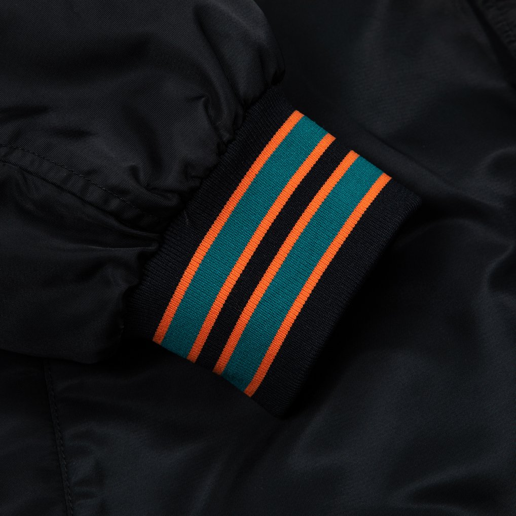 Miami Dolphins GOLF WANG Satin Full-Snap Bomber Jacket - Black