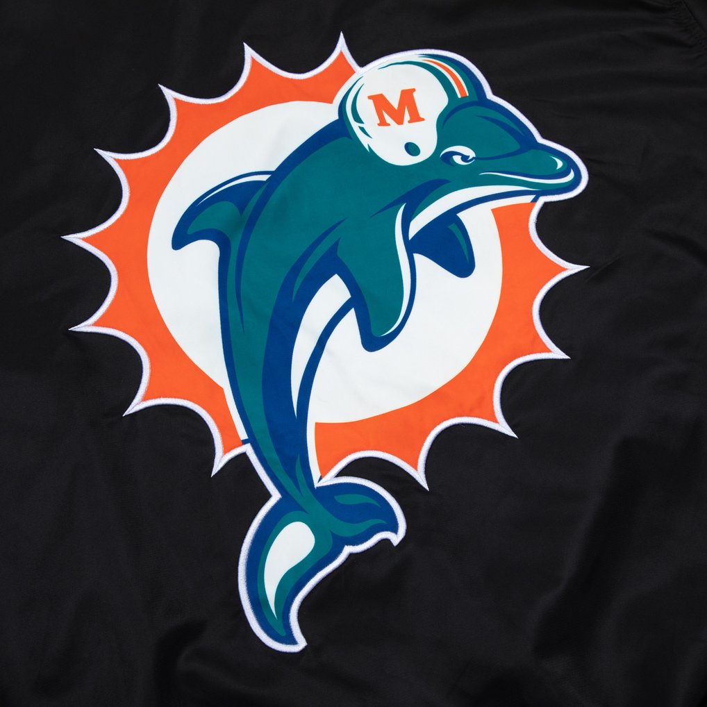 Miami Dolphins GOLF WANG Satin Full-Snap Bomber Jacket - Black