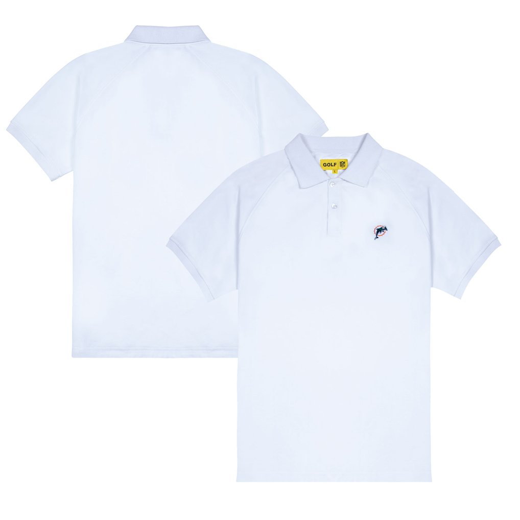 Miami Dolphins GOLF WANG Raglan Polo - White