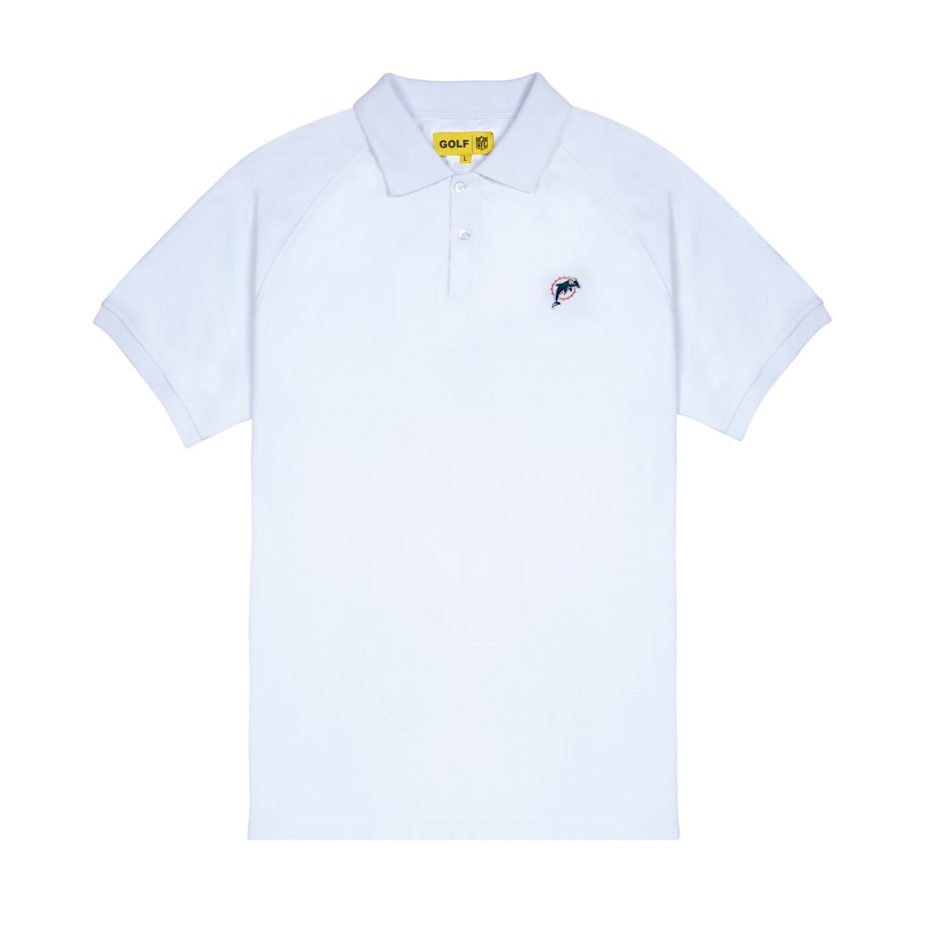 Miami Dolphins GOLF WANG Raglan Polo - White