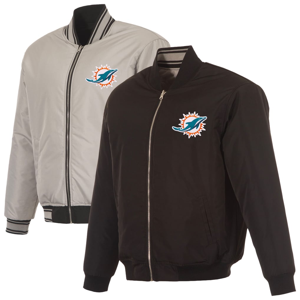  Miami Dolphins JH Design Full-Zip Reversible Flight Jacket - Black/Gray