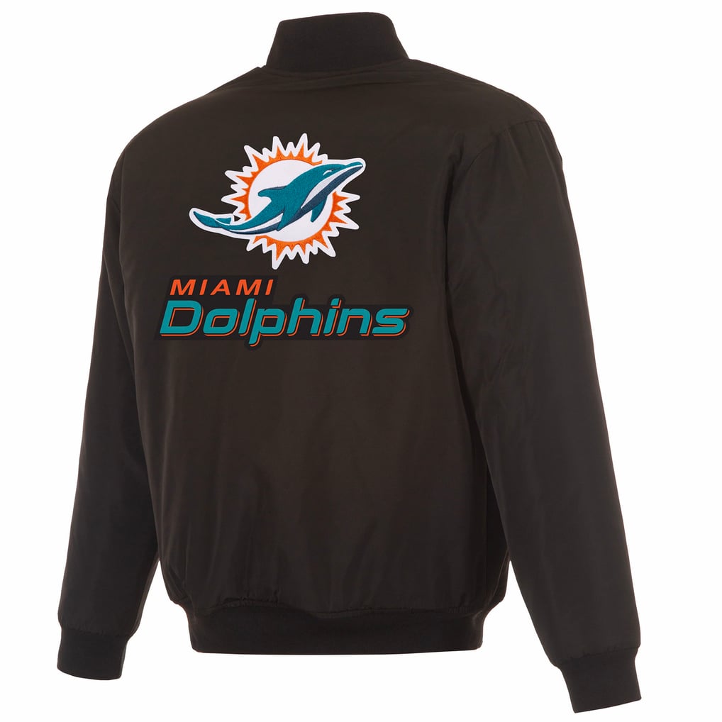  Miami Dolphins JH Design Full-Zip Reversible Flight Jacket - Black/Gray