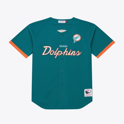  Miami Dolphins Mitchell & Ness Head Coach Mesh Full-Button Fashion Jersey - Aqua