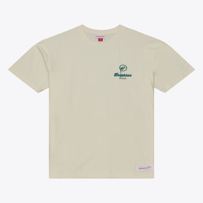 Miami Dolphins Mitchell & Ness Core Essentials Micro Logo T-Shirt - Cream