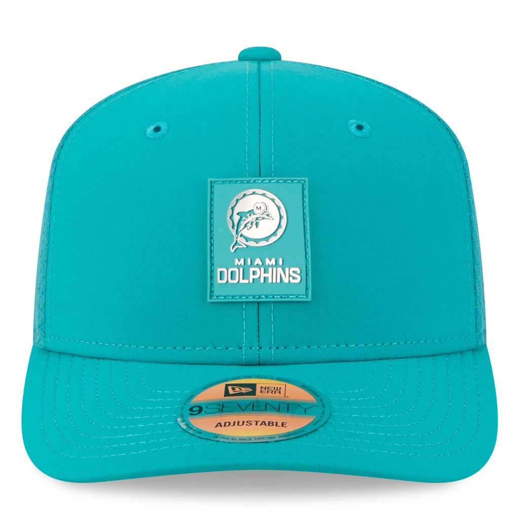 Miami Dolphins New Era 2025 Sideline Throwback 9SEVENTY Trucker Adjustable Hat - Aqua