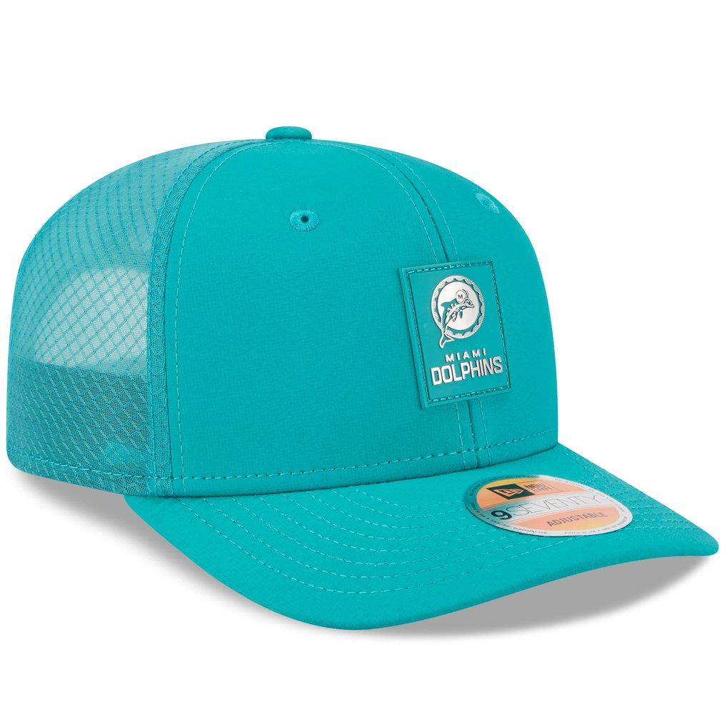 Miami Dolphins New Era 2025 Sideline Throwback 9SEVENTY Trucker Adjustable Hat - Aqua