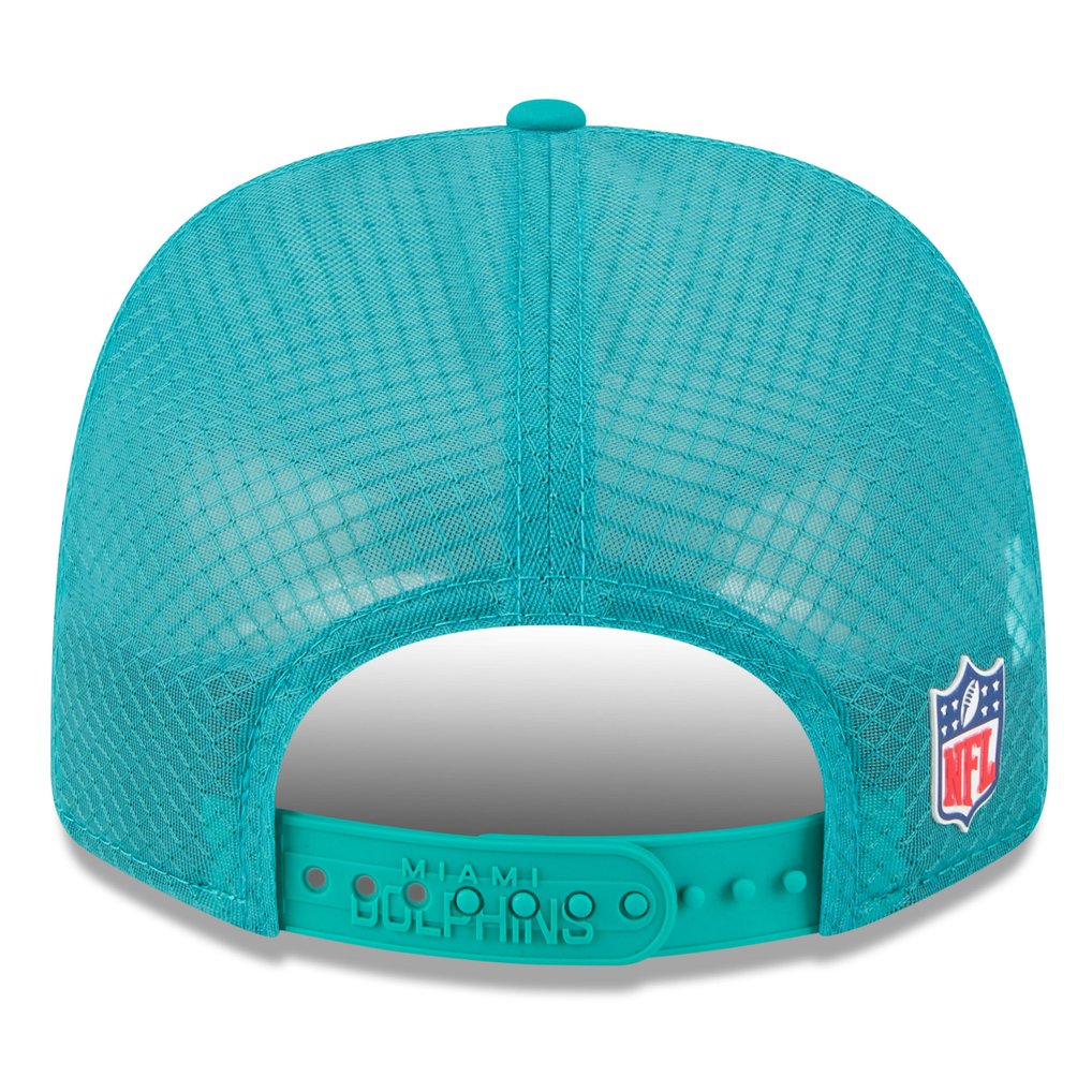 Miami Dolphins New Era 2025 Sideline Throwback 9SEVENTY Trucker Adjustable Hat - Aqua