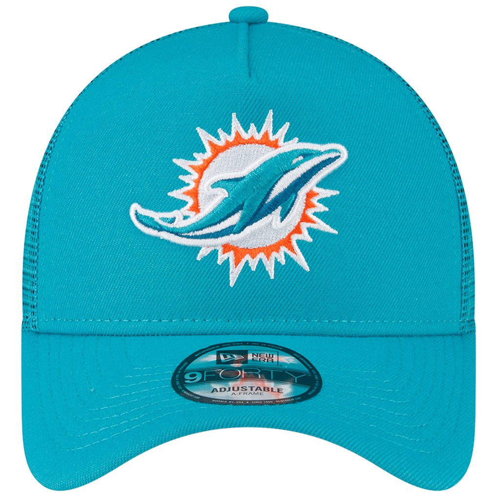 Miami Dolphins New Era  A-Frame Trucker 9FORTY Adjustable Hat - Aqua