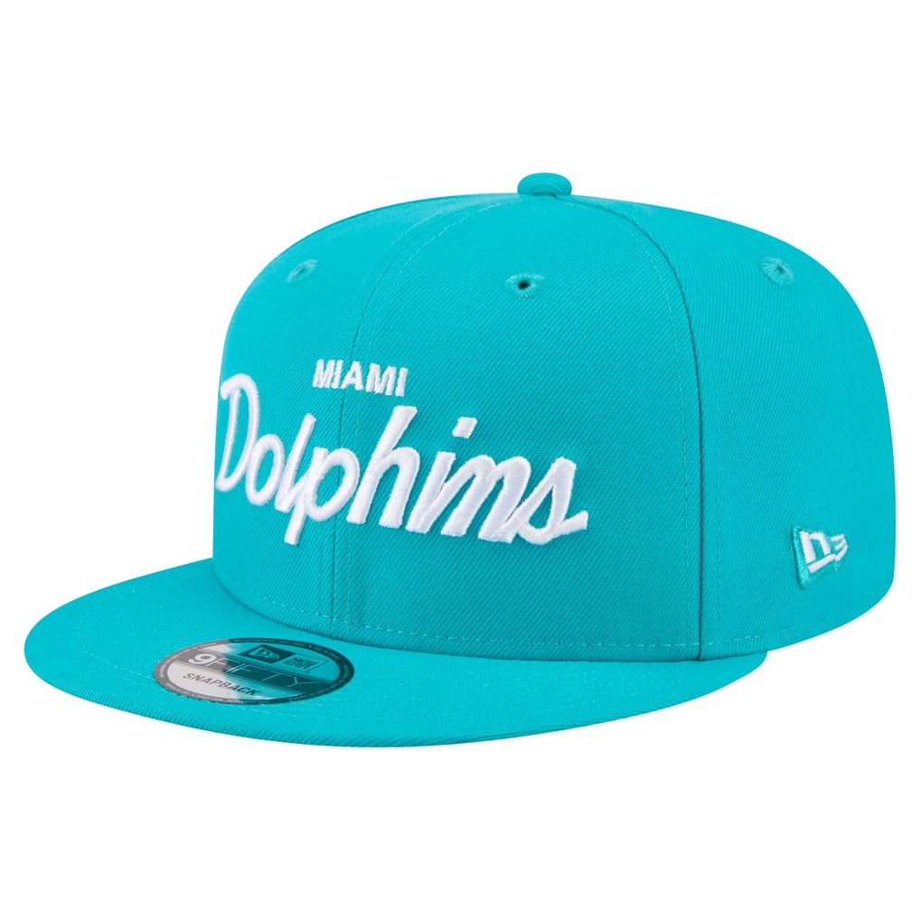  Miami Dolphins New Era Core Team Script 9FIFTY Snapback Hat - Aqua