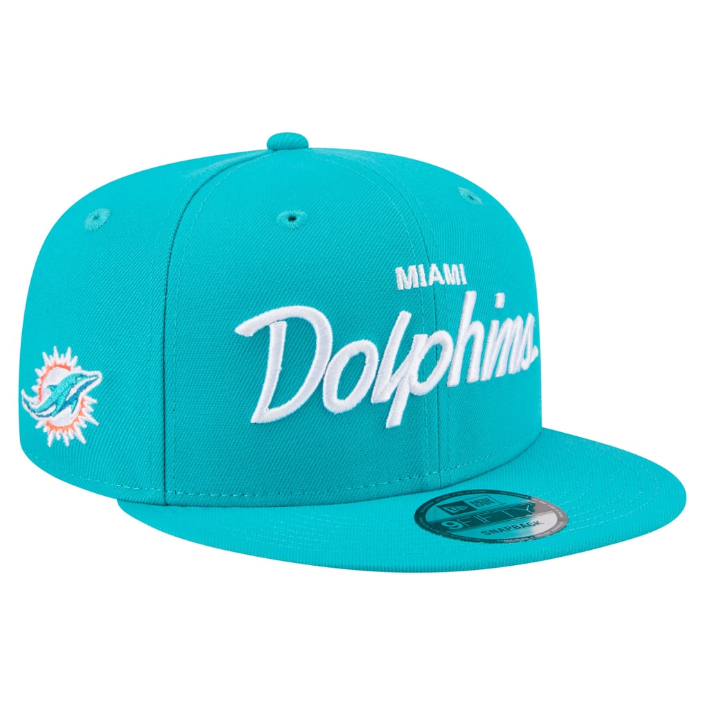  Miami Dolphins New Era Core Team Script 9FIFTY Snapback Hat - Aqua