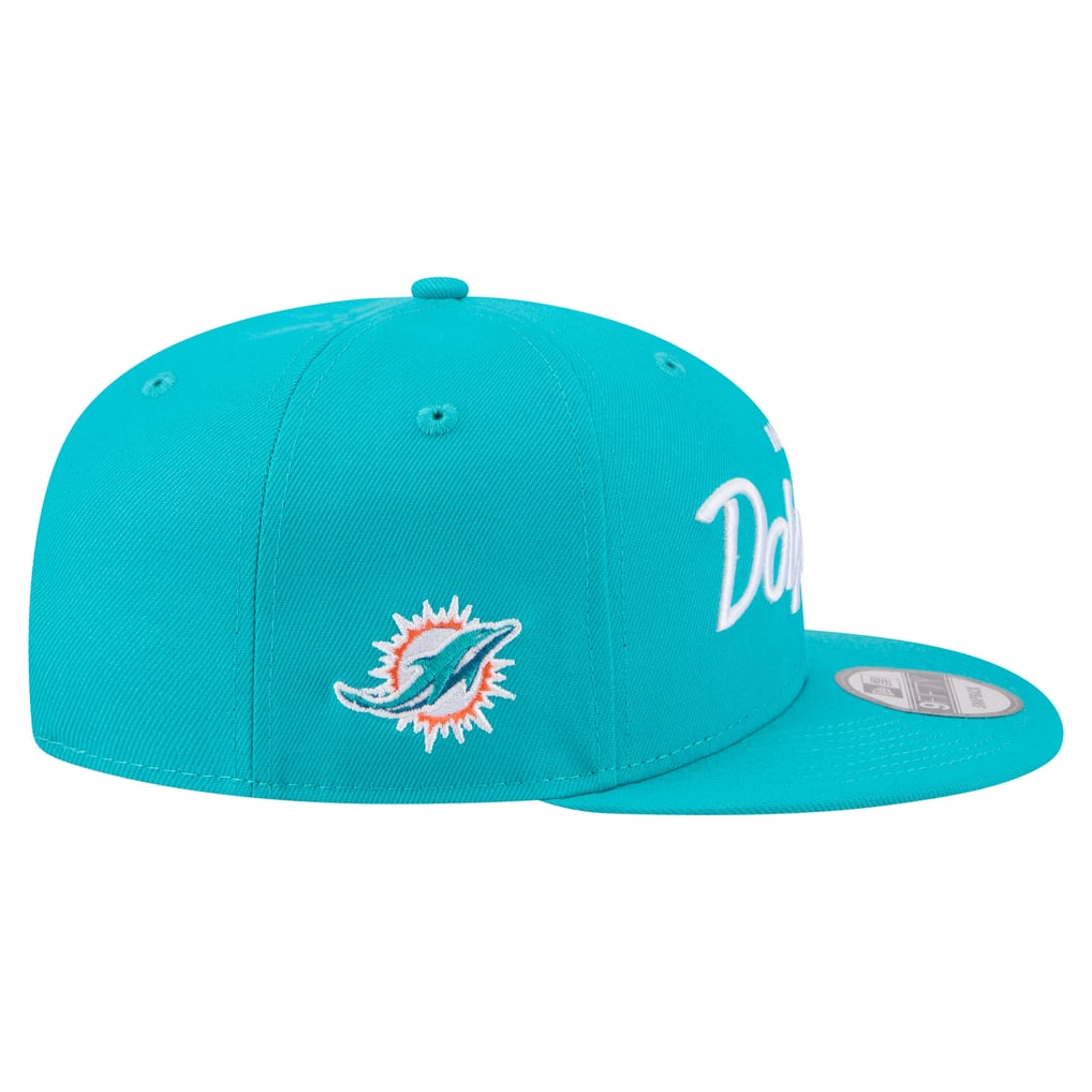  Miami Dolphins New Era Core Team Script 9FIFTY Snapback Hat - Aqua
