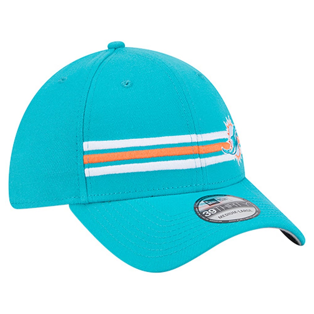 Miami Dolphins New Era Stripes 39THIRTY Flex Hat - Aqua