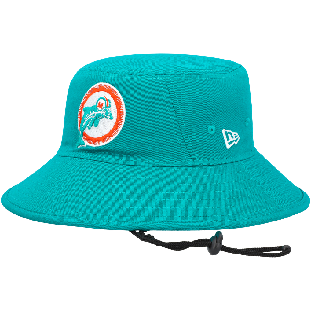 Miami Dolphins New Era Throwback Logo Main Bucket Hat - Aqua