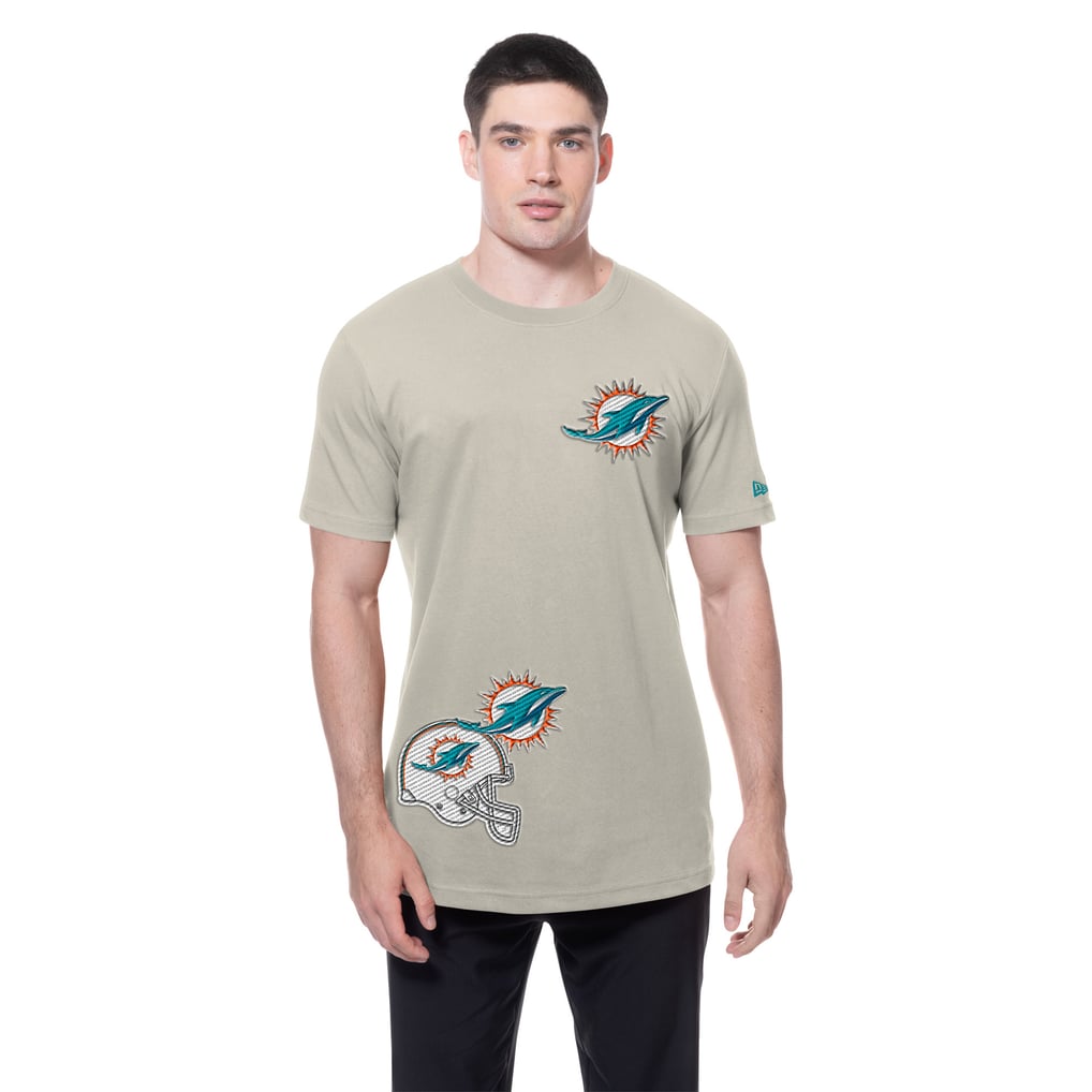 Miami Dolphins New Era Multi Patch T-Shirt - Light Beige
