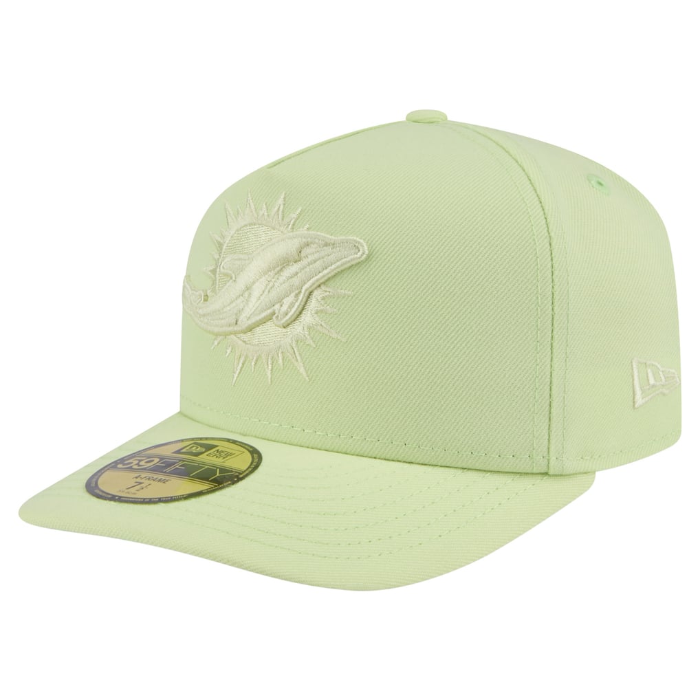 Miami Dolphins New Era Color Pack A-Frame 59FIFTY Fitted Hat - Light Green