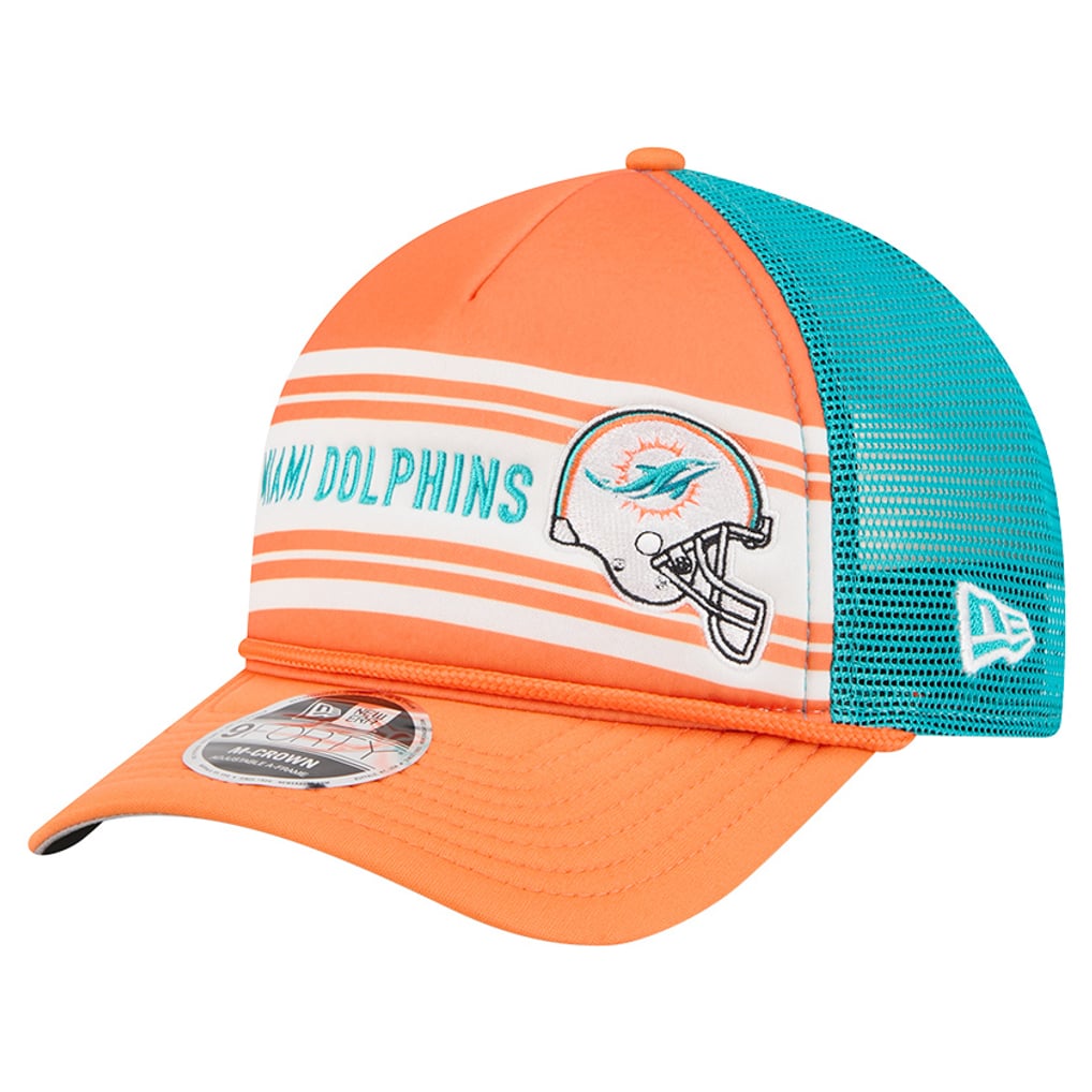  Miami Dolphins New Era  Linear A-Frame 9FORTY Adjustable Hat - Orange
