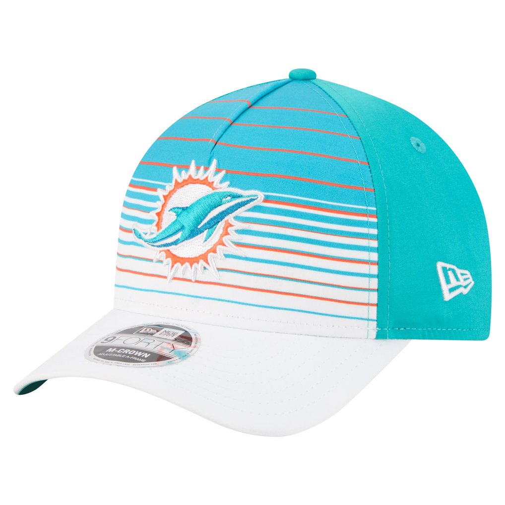  Miami Dolphins New Era Adventure Gradient 9FORTY M-Crown A-Frame Adjustable Hat - White/Aqua