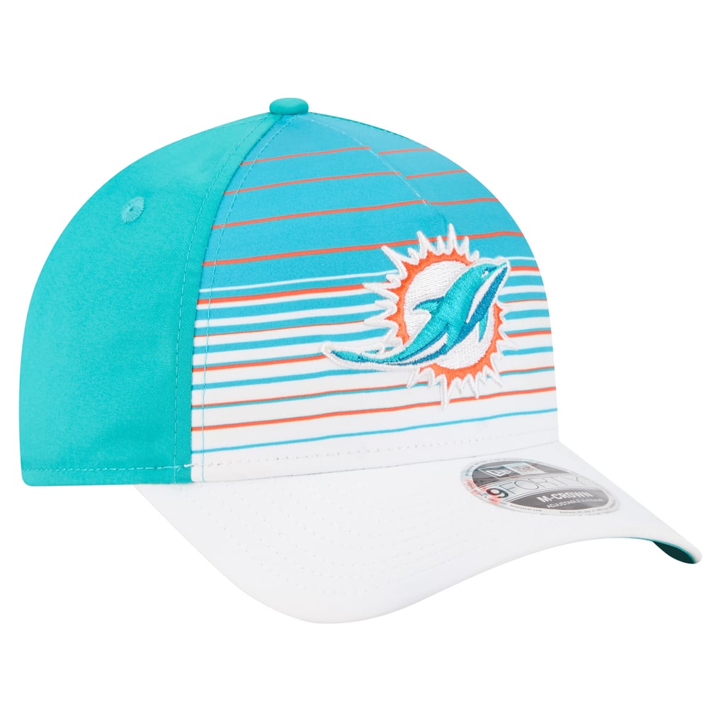  Miami Dolphins New Era Adventure Gradient 9FORTY M-Crown A-Frame Adjustable Hat - White/Aqua