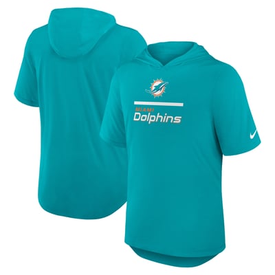 Miami Dolphins Nike Lockup Tri-Blend Hoodie T-Shirt - Aqua
