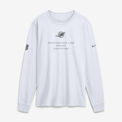 Miami Dolphins Nike Sideline Bold Arch Star Dri-FIT Long Sleeve T-Shirt - White