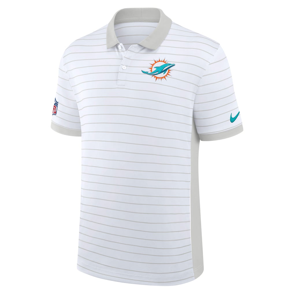 Miami Dolphins Nike Sideline Victory Stripe Dri-FIT Polo - White