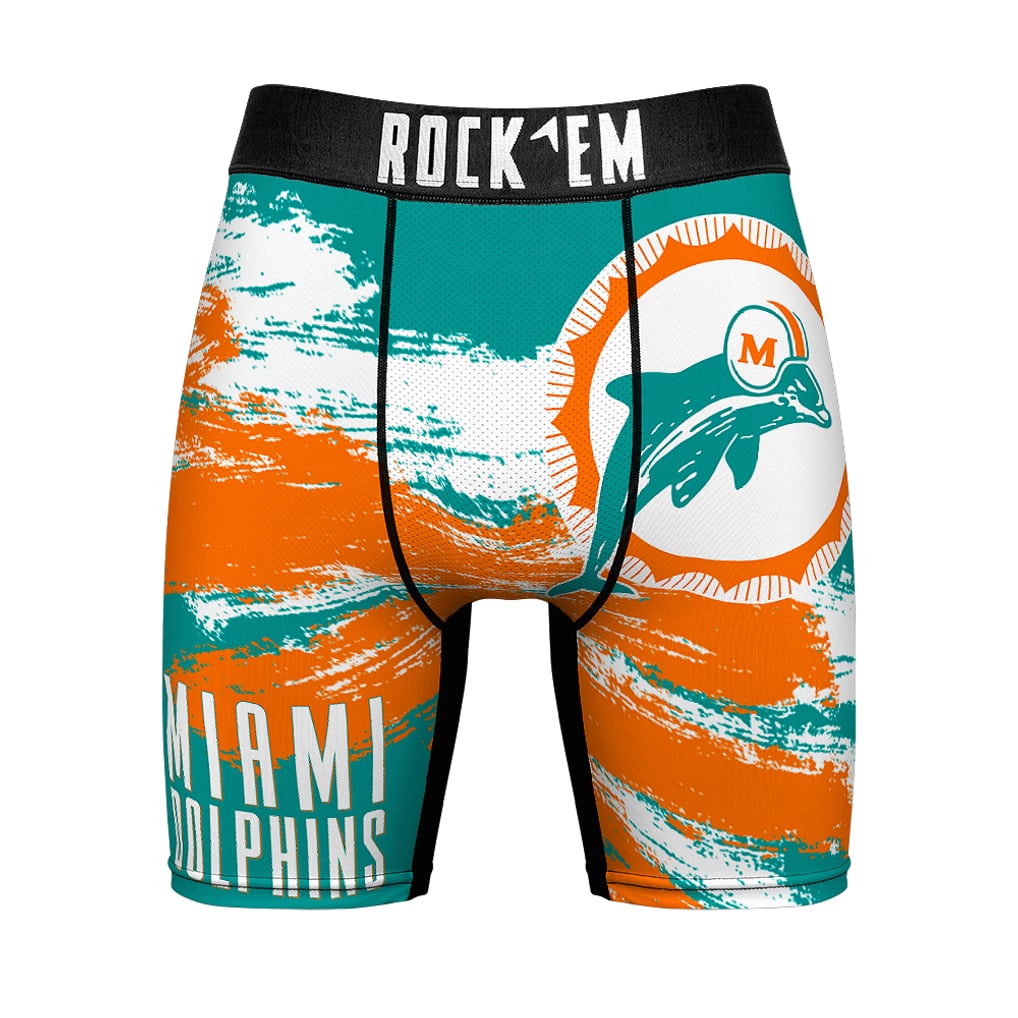 Miami Dolphins Rock Em Socks Gridiron Classic Paint Boxer Briefs