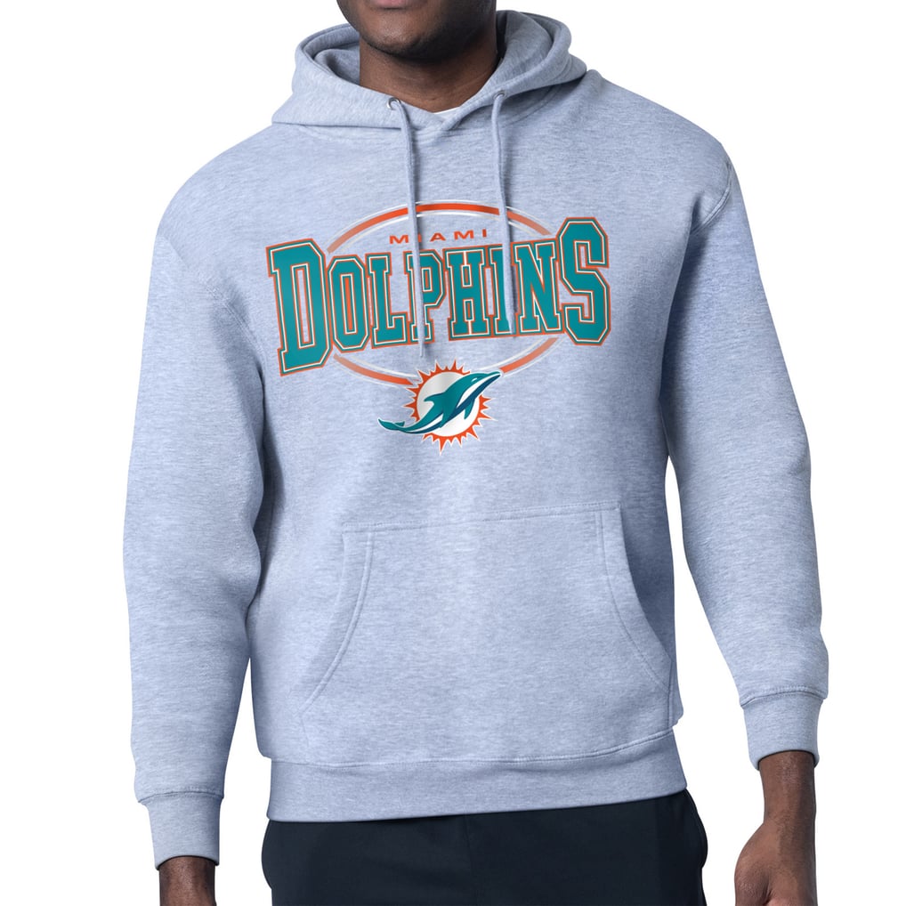 Miami Dolphins Starter Team Track Graphic Pullover Hoodie - Heather Gray