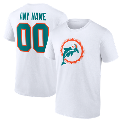 Miami Dolphins  Team Authentic Classic Personalized Name & Number T-Shirt - White