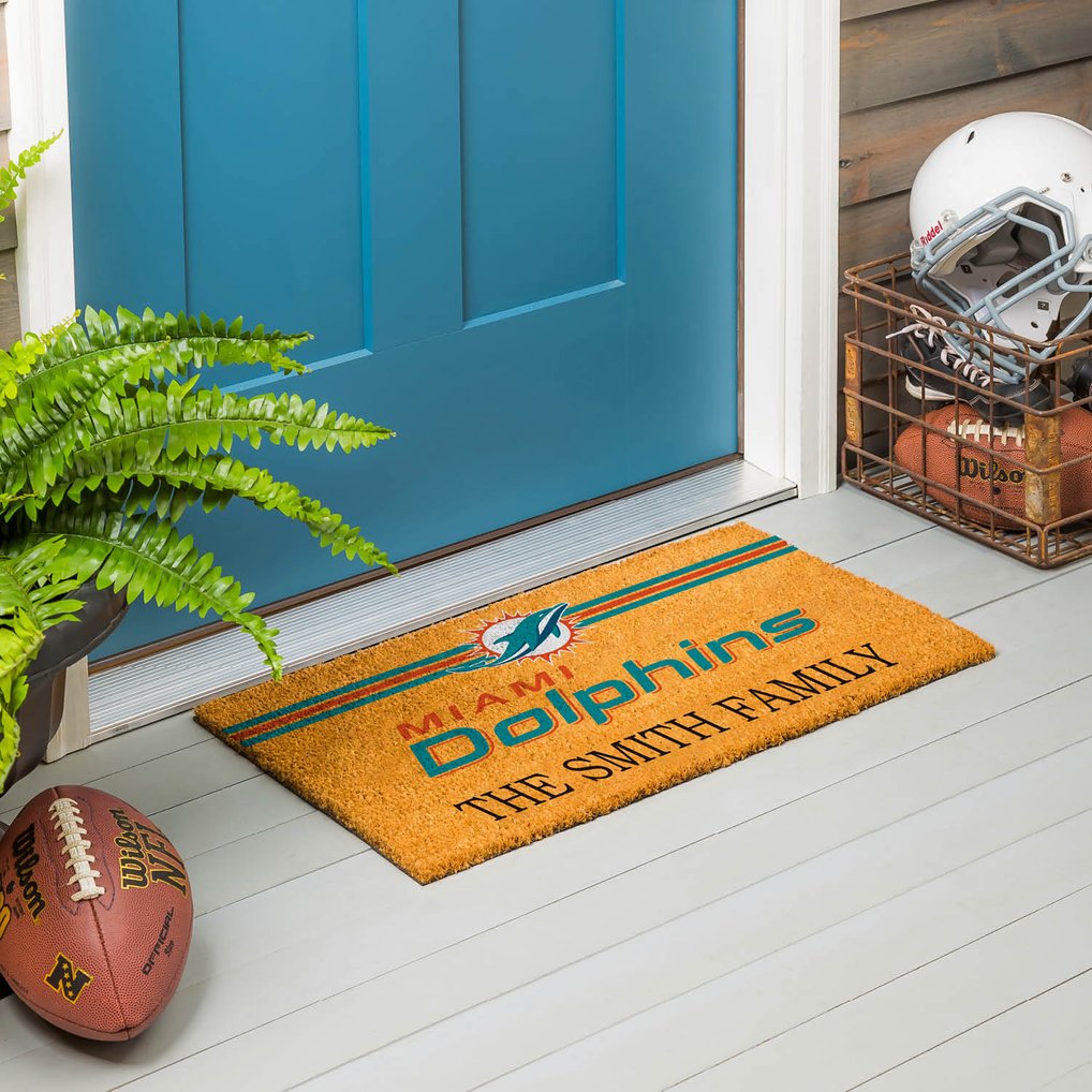 Miami Dolphins 18" x 30" Personalized Coir Doormat
