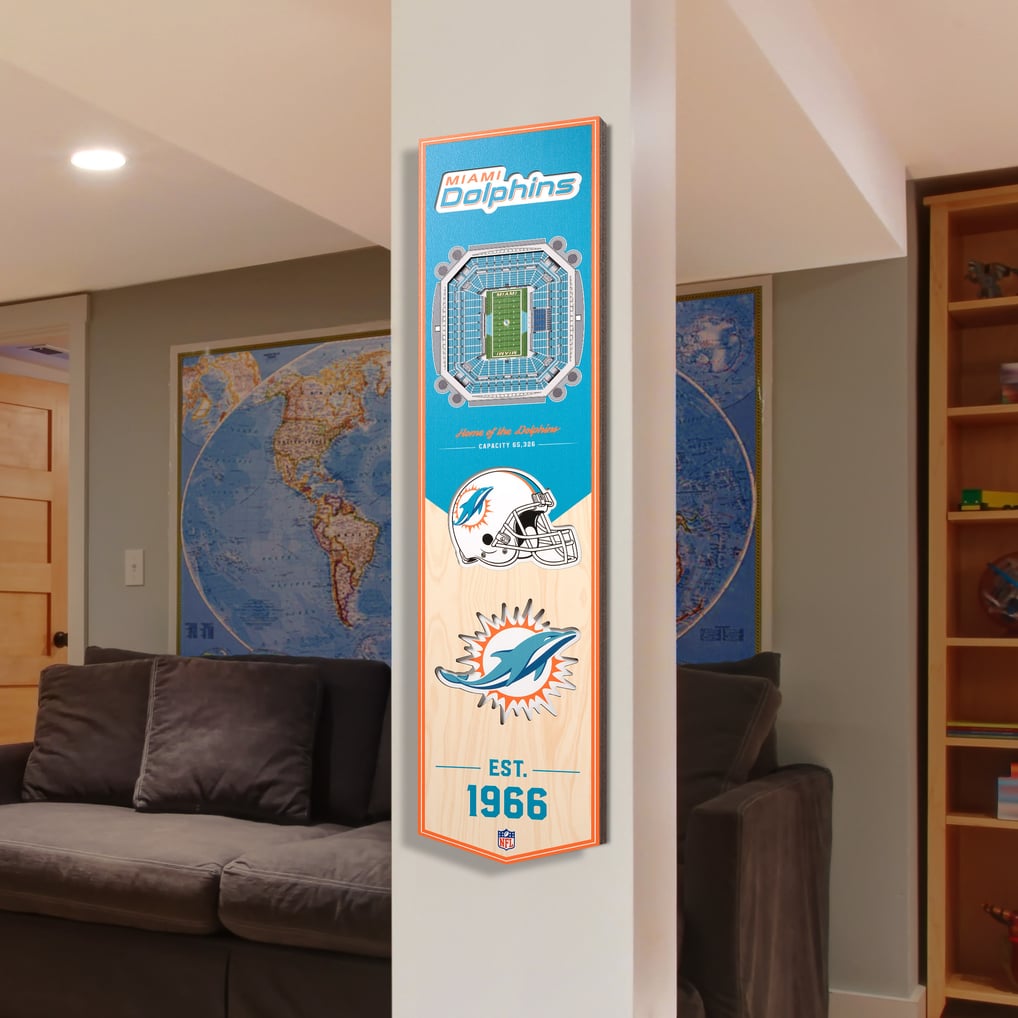 Miami Dolphins 8'' x 32'' 3D StadiumView Banner