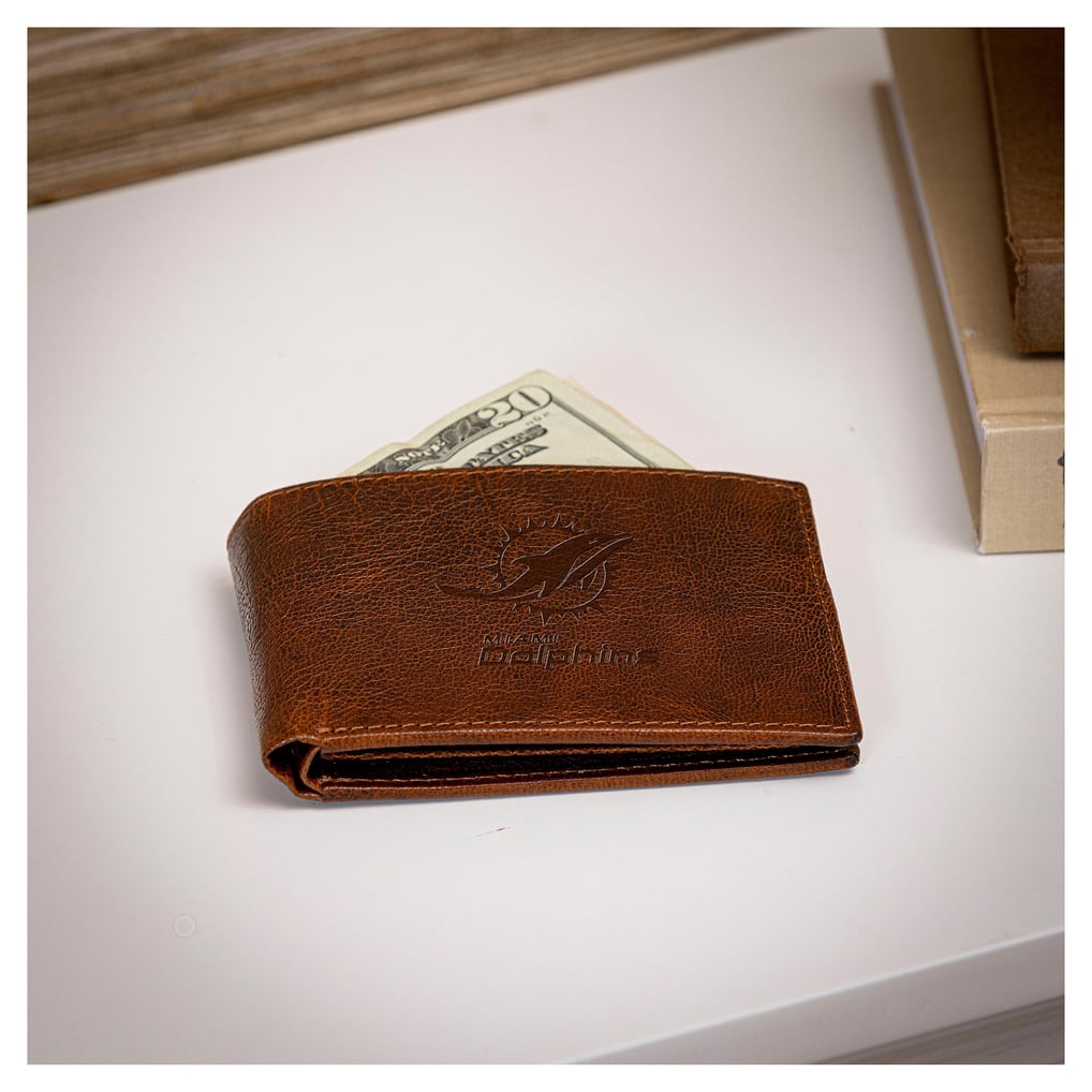 Miami Dolphins Bi-Fold Leather Passcase Wallet