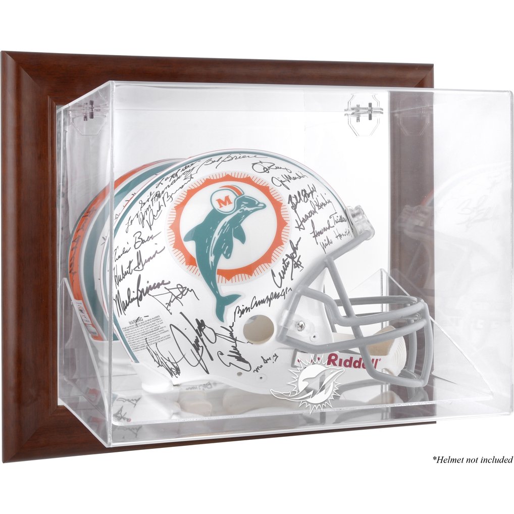 Miami Dolphins Fanatics Authentic Brown Framed Wall-Mountable Logo Helmet Case