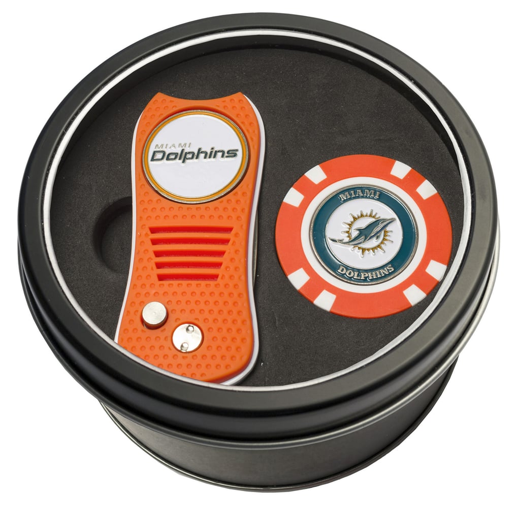 Miami Dolphins Divot Tool & Golf Chip Personalized Tin Gift Set
