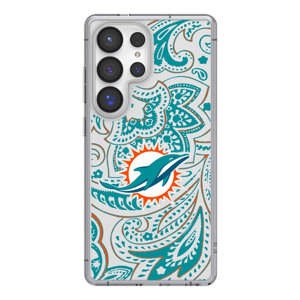 Miami Dolphins Galaxy Clear Paisley Design Case