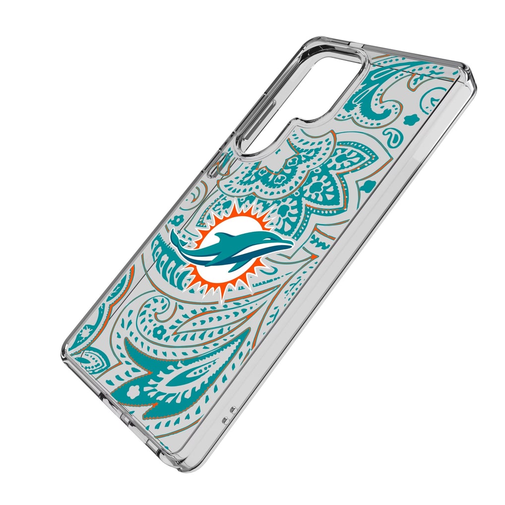 Miami Dolphins Galaxy Clear Paisley Design Case