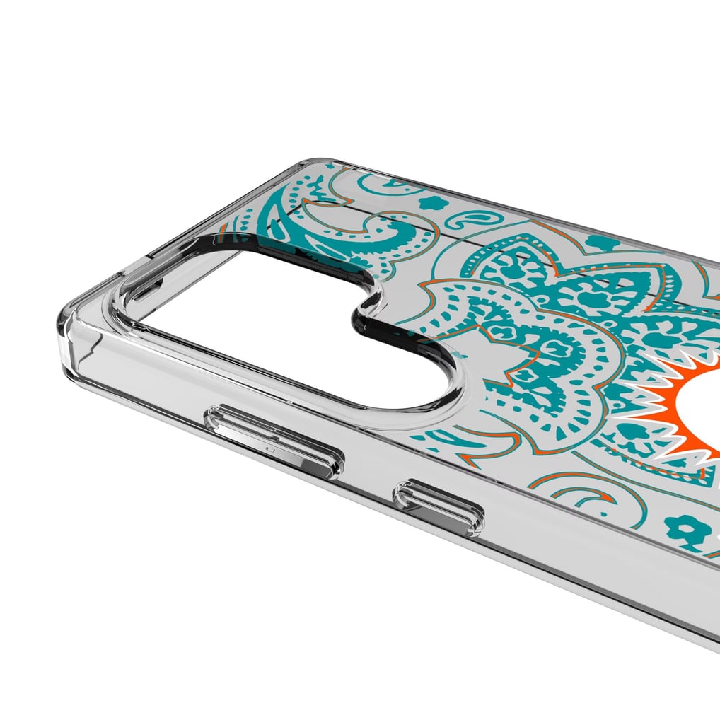 Miami Dolphins Galaxy Clear Paisley Design Case