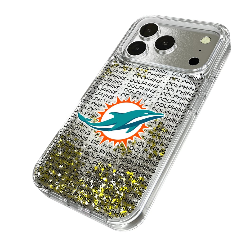 Miami Dolphins iPhone Text Backdrop Design Glitter Case
