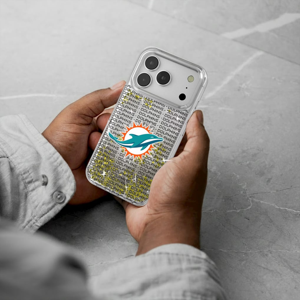 Miami Dolphins iPhone Text Backdrop Design Glitter Case