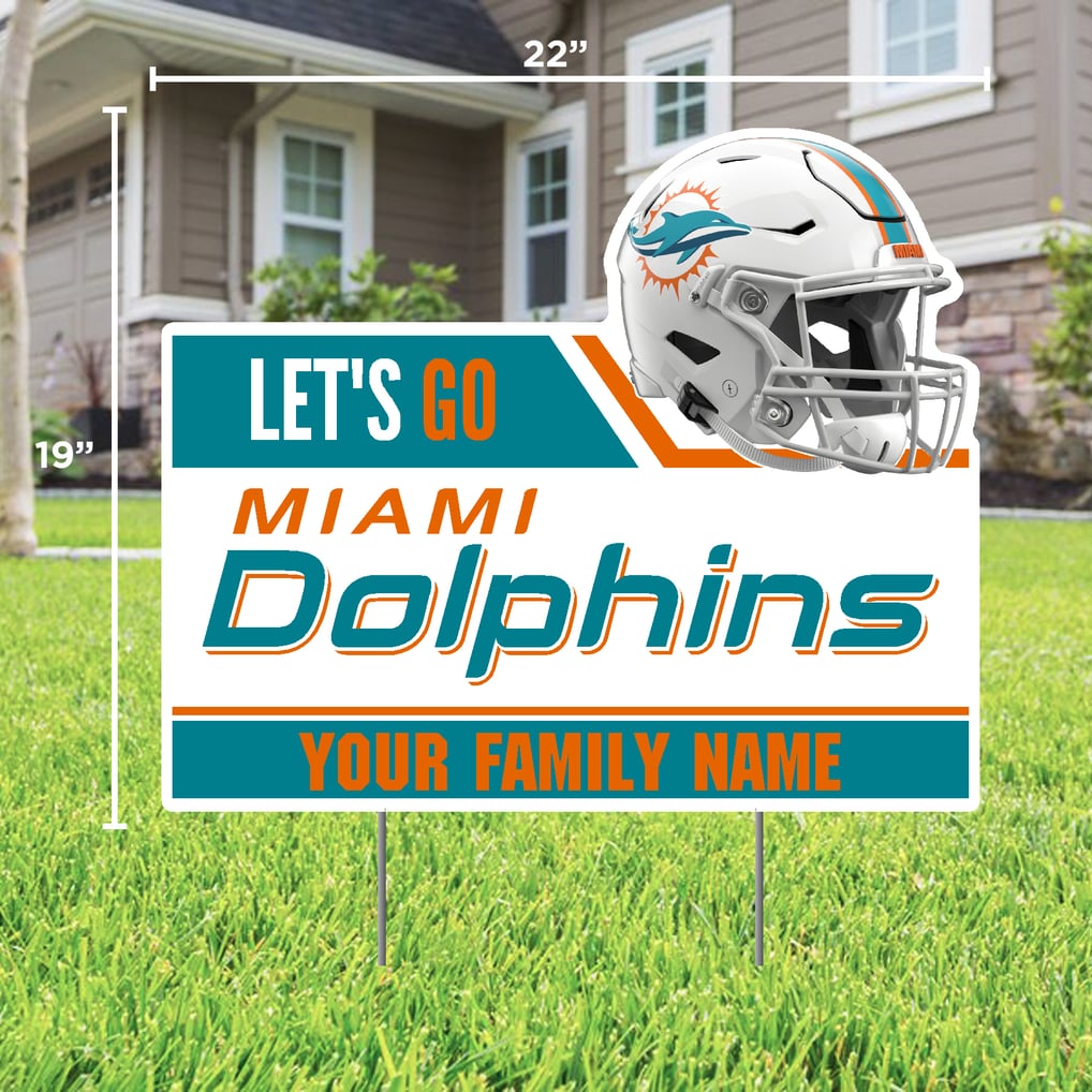 Miami Dolphins Let's Go Personalized Lawn Sign