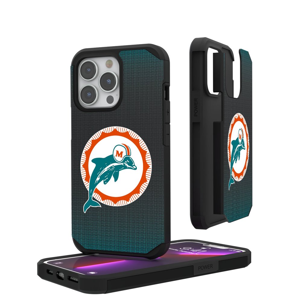 Miami Dolphins Linen Logo iPhone Rugged Case