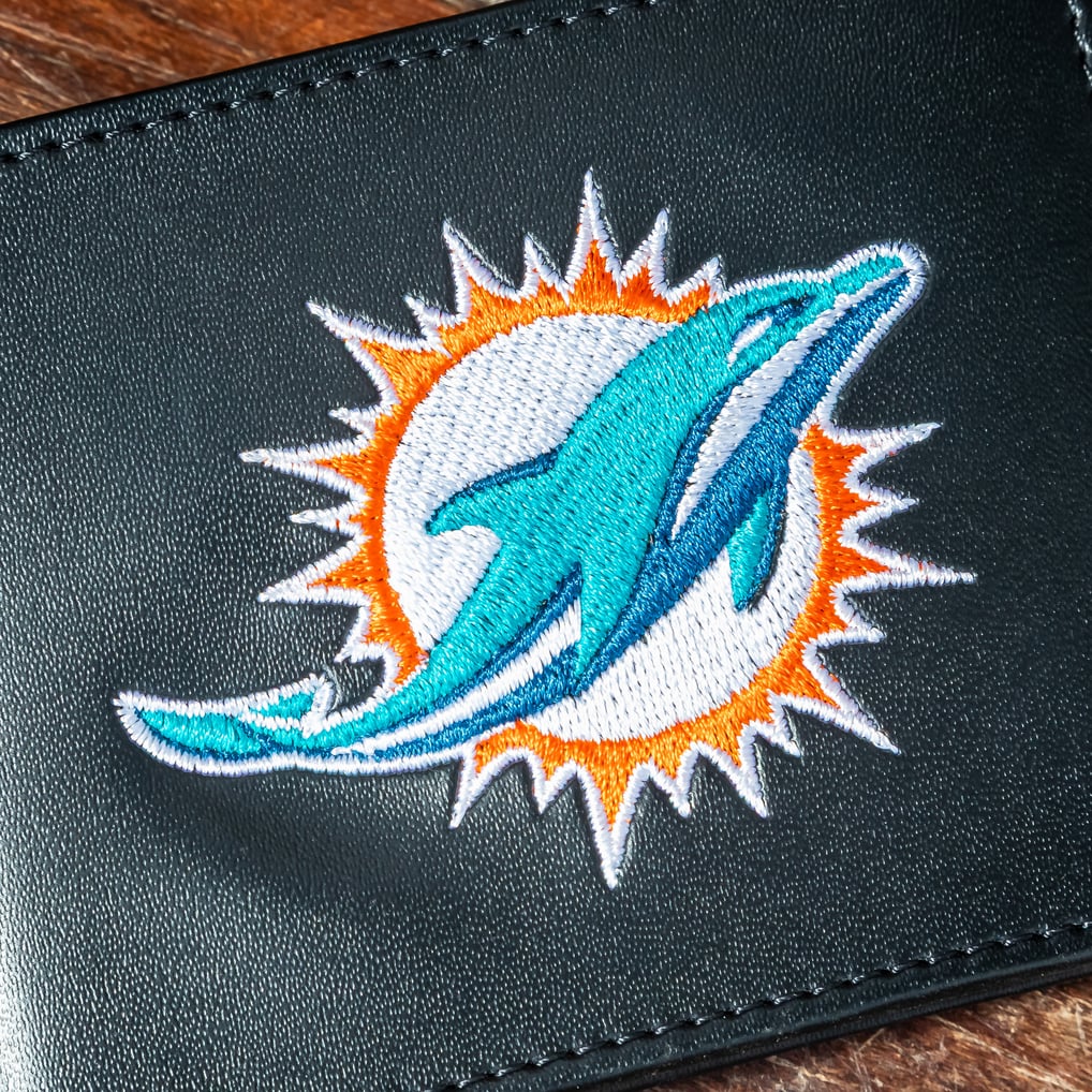 Miami Dolphins Synthetic Leather Embroidered Bifold Wallet