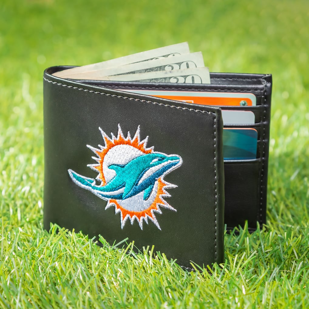 Miami Dolphins Synthetic Leather Embroidered Bifold Wallet