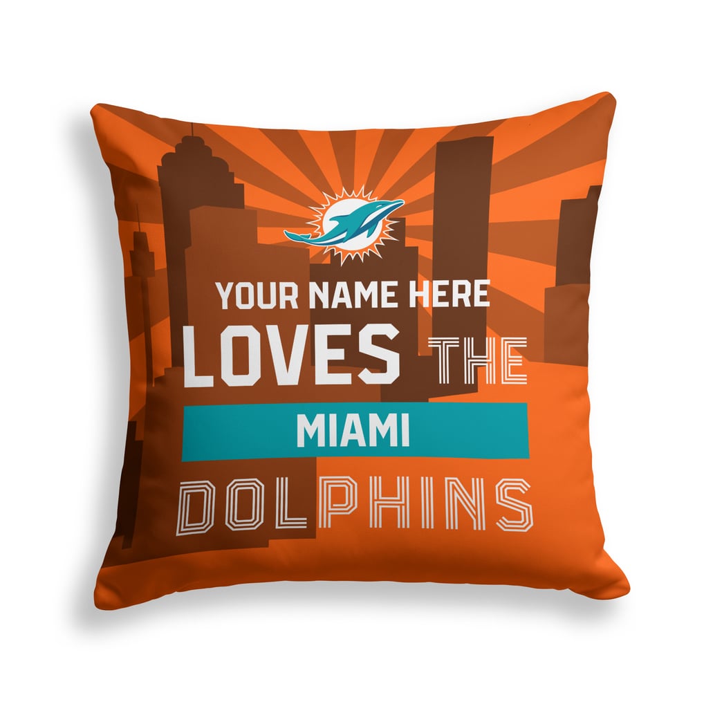 Miami Dolphins Pegasus 18" x 18" City Skyline Personalized Decor Pillow