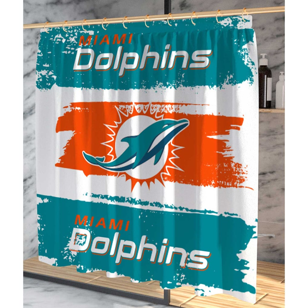Miami Dolphins Pegasus Shower Curtain & Bath Mat Set